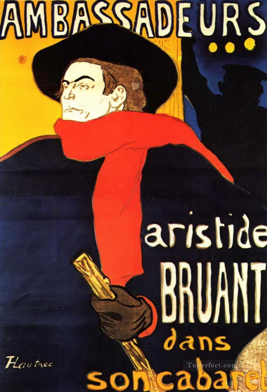 ambassadeurs aristide bruant in his cabaret 1892 Toulouse Lautrec Henri de Oil Paintings